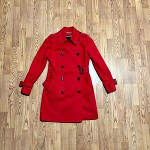 NWT White House and Black Market Rare Roman Red classic Trench Coat size XS
